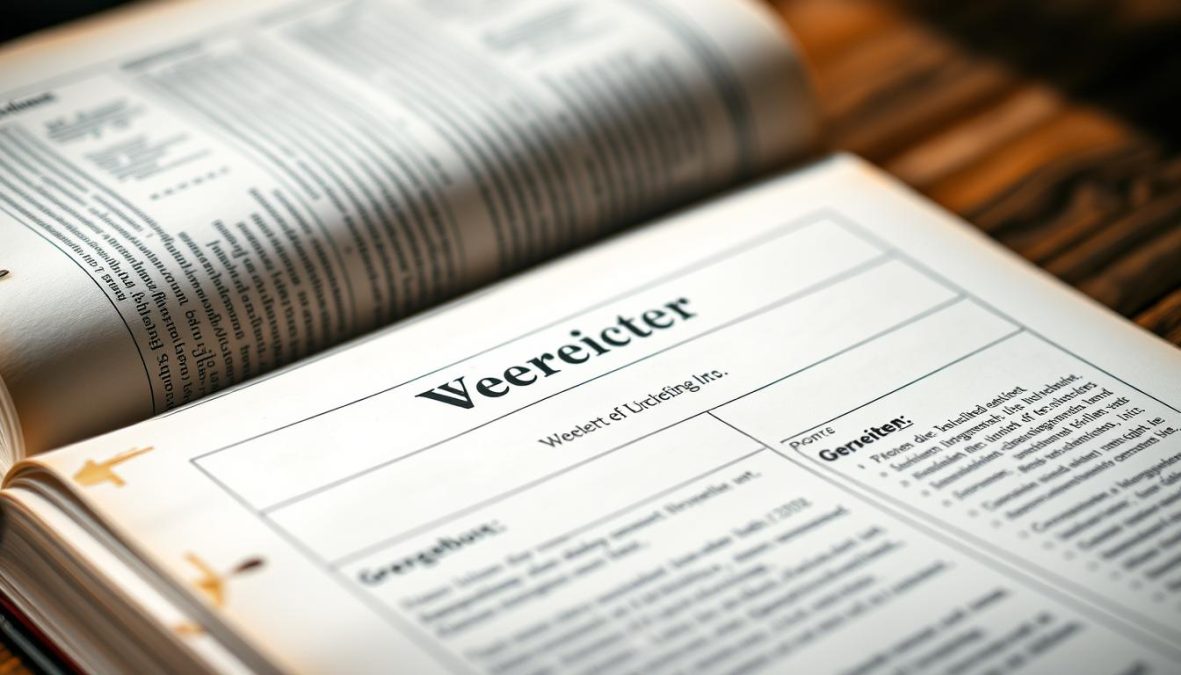 A detailed and realistic depiction of an official-looking Grundbuch, the German land registry, showcasing a Wegerecht (right-of-way) entry. The document is captured in natural lighting, with a shallow depth of field using an 85mm DSLR lens, creating a sense of depth and focus on the key details. The pages appear slightly worn and weathered, lending an air of authenticity. The layout and typography faithfully represent the official legal document, without any intrusive text overlays or captions. The overall mood is one of formal, technical precision, reflecting the practical legal aspects of the Wegerecht topic.
